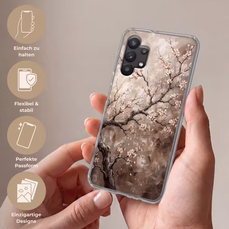 Bloesem - Takken - Schilderij - Beige - Serene Telefoonhoesje Samsung Galaxy A32 5G klein -sfeer3_DE