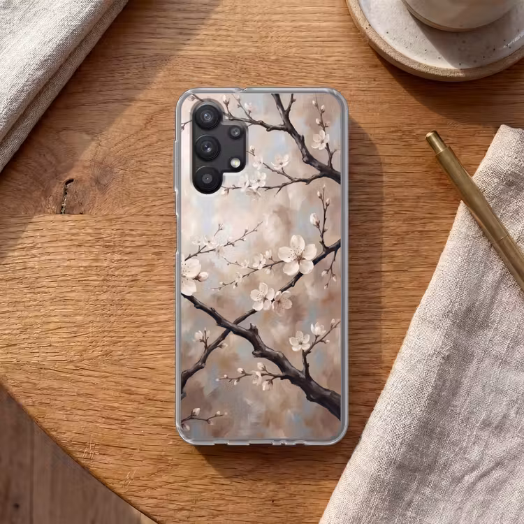 Bloesem - Takken - Schilderij - Beige - Serene Telefoonhoesje Samsung Galaxy A32 5G klein -sfeer1