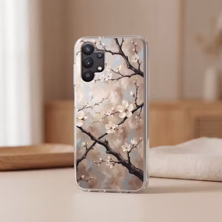Bloesem - Takken - Schilderij - Beige - Serene Telefoonhoesje Samsung Galaxy A32 5G klein -sfeer2