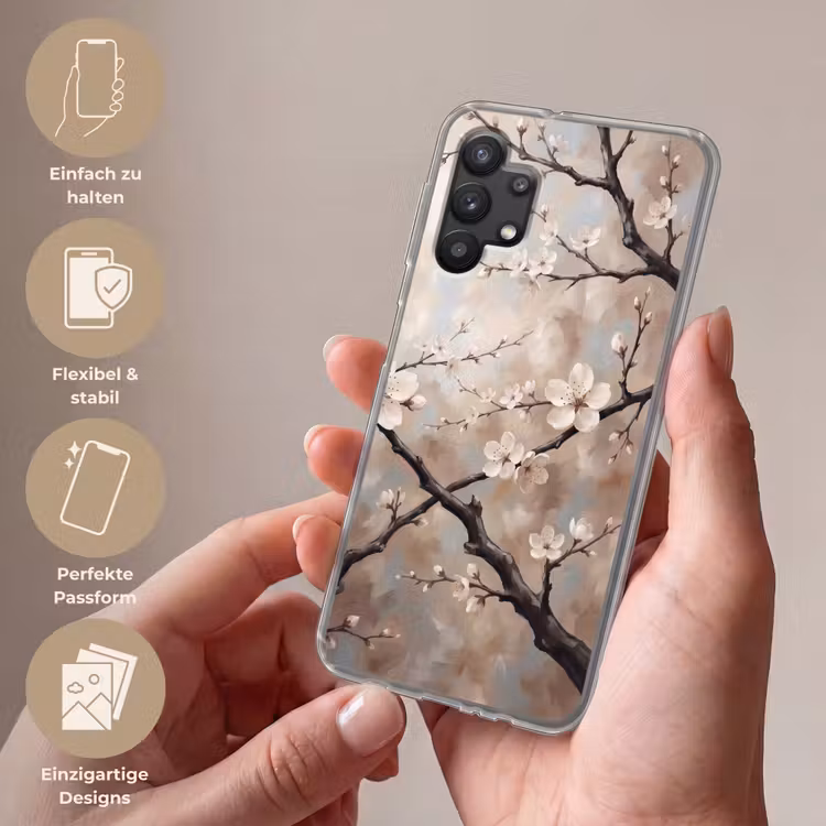 Bloesem - Takken - Schilderij - Beige - Serene Telefoonhoesje Samsung Galaxy A32 5G klein -sfeer3_DE