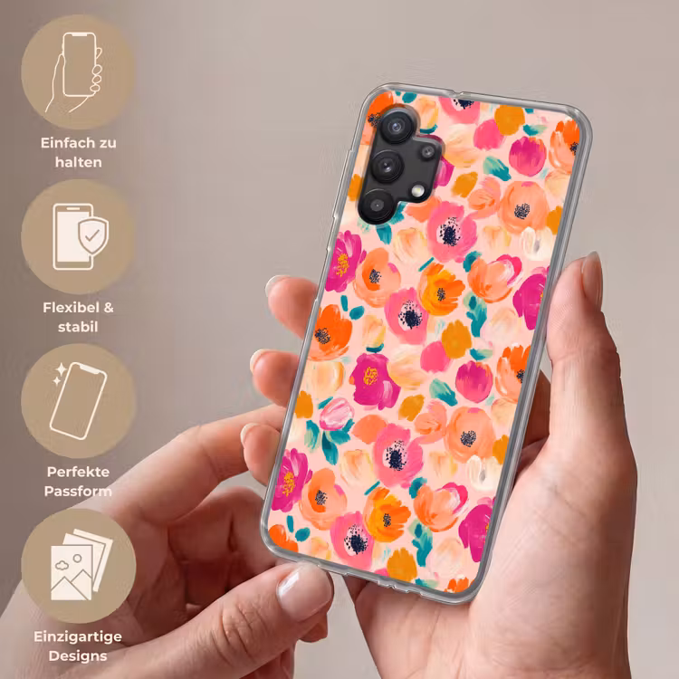Bloesems - Vrolijk - Kleurrijk Telefoonhoesje Samsung Galaxy A32 5G klein 346 -sfeer3_DE