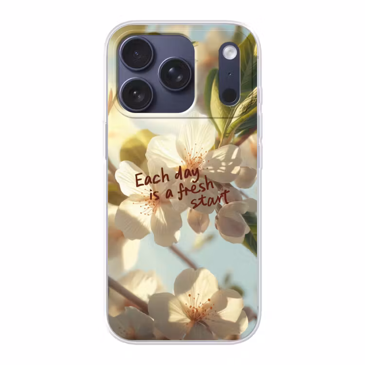 Bloesems - Zonlicht - Quote - Wit Telefoonhoesje iPhone 17 Pro klein -3d