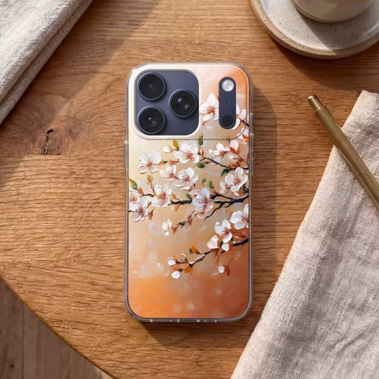 Bloesemtakken - Schilderachtig - Roze Telefoonhoesje iPhone 17 Pro klein -sfeer1