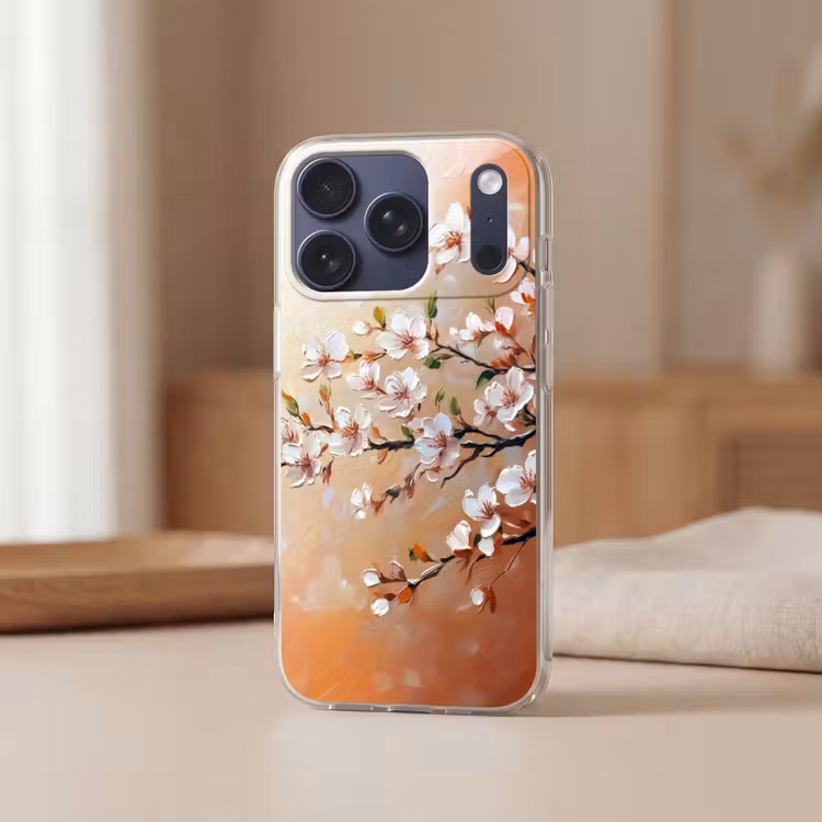 Bloesemtakken - Schilderachtig - Roze Telefoonhoesje iPhone 17 Pro klein -sfeer2