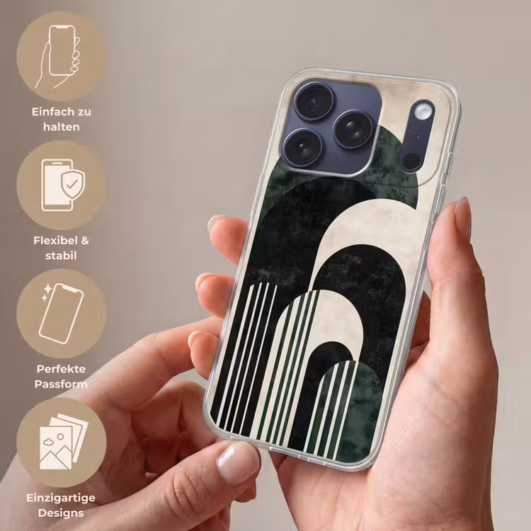 Bogen - Donkergroen - Lijnen Telefoonhoesje iPhone 17 Pro klein -sfeer3_DE