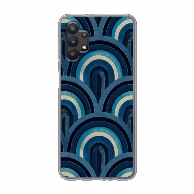 Bogen - Geometrisch - Patroon - Blauw - Retro Telefoonhoesje Samsung Galaxy A32 5G klein 346 -3d