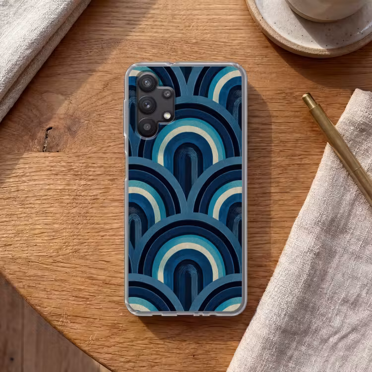 Bogen - Geometrisch - Patroon - Blauw - Retro Telefoonhoesje Samsung Galaxy A32 5G klein 346 -sfeer1