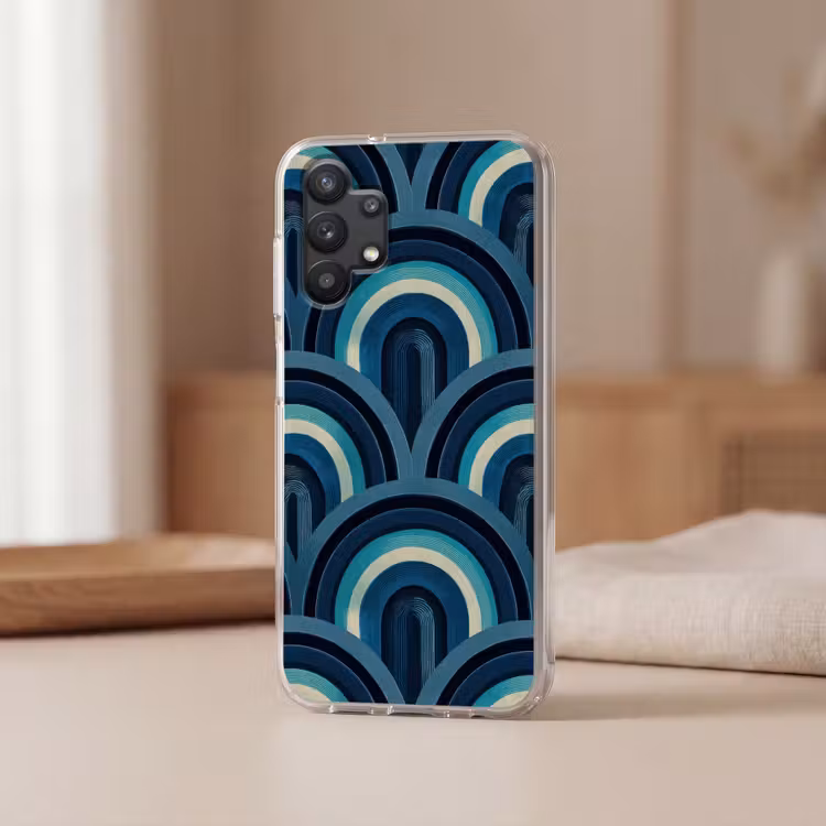 Bogen - Geometrisch - Patroon - Blauw - Retro Telefoonhoesje Samsung Galaxy A32 5G klein 346 -sfeer2