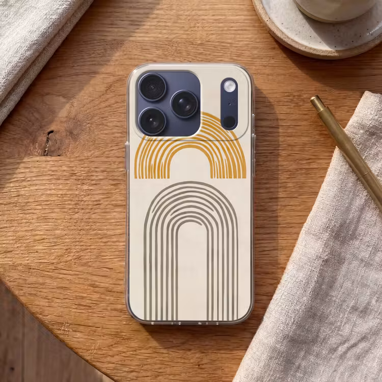 Bogen - Lijnen - Oranje - Minimalistisch Telefoonhoesje iPhone 17 Pro klein -sfeer1