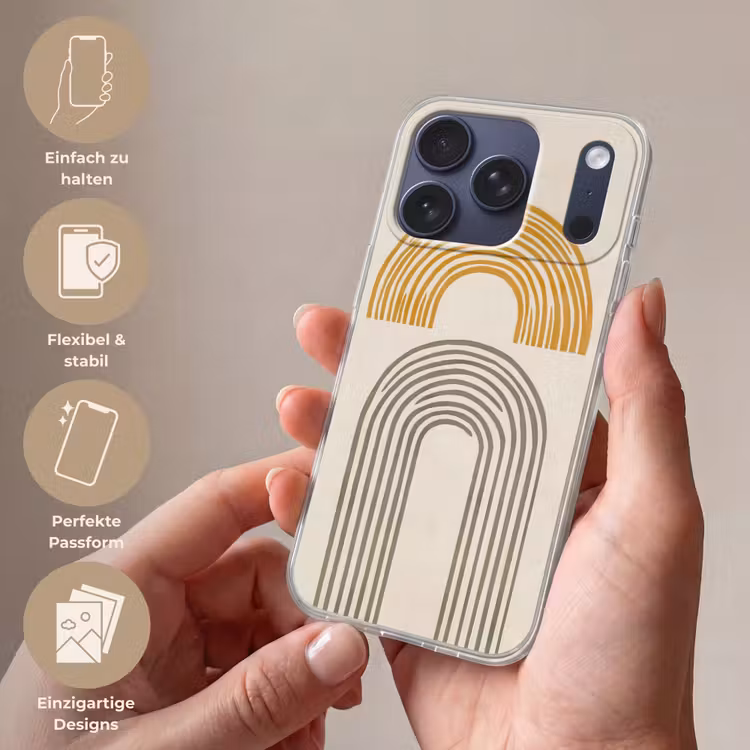 Bogen - Lijnen - Oranje - Minimalistisch Telefoonhoesje iPhone 17 Pro klein -sfeer3_DE