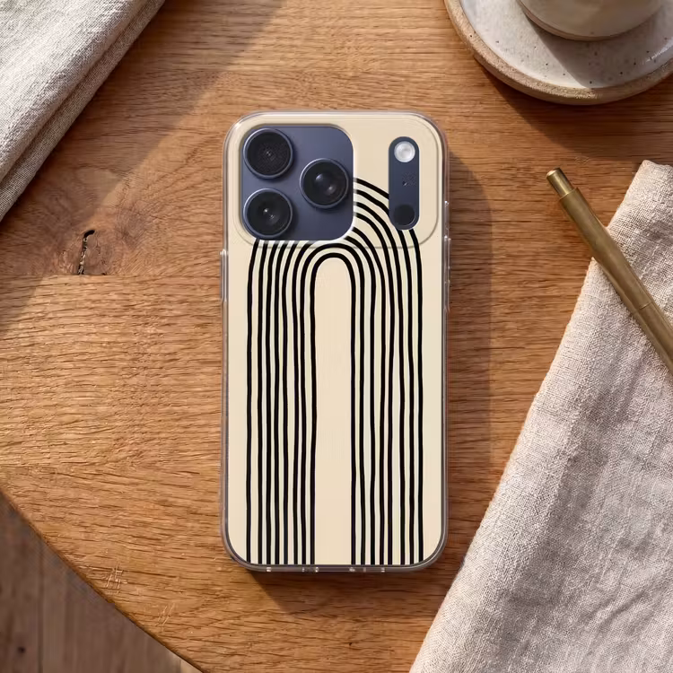 Boogvormen - Zwart - Strak Telefoonhoesje iPhone 17 Pro klein -sfeer1