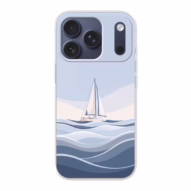 Boot - Zeil - Zee - Modern - Beige Telefoonhoesje iPhone 17 Pro klein -3d