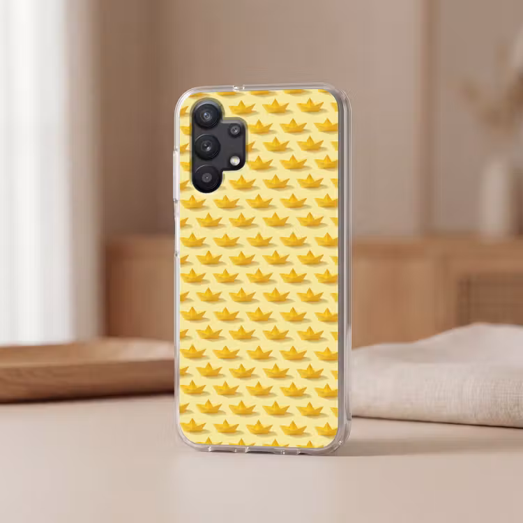 Bootjes - Origami - Creatief - Geel Telefoonhoesje Samsung Galaxy A32 5G klein 346 -sfeer2