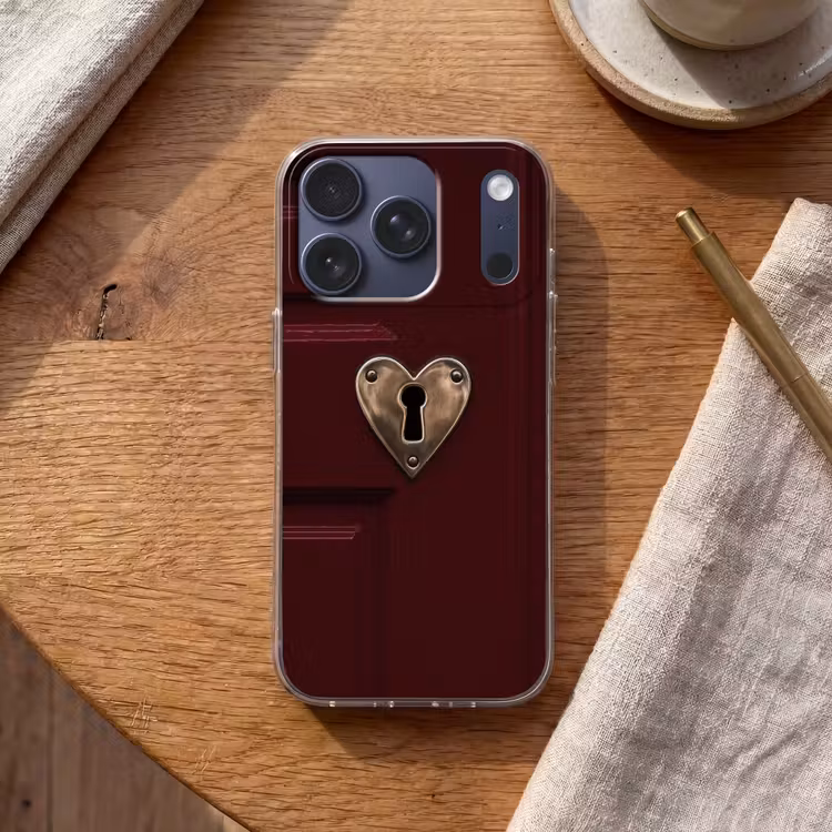 Bordeaux - Sleutelplaat - Hout - Deur Telefoonhoesje iPhone 17 Pro klein -sfeer1
