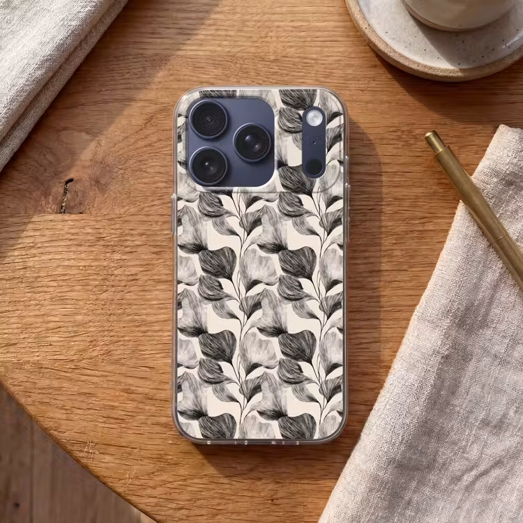 Botanisch - Bladeren - Zwart Telefoonhoesje iPhone 17 Pro klein 878 -sfeer1