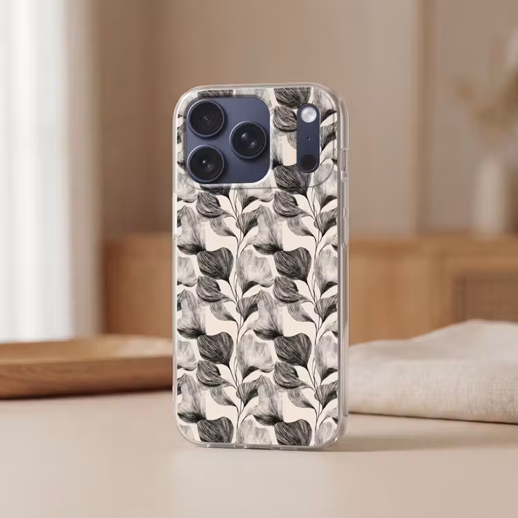 Botanisch - Bladeren - Zwart Telefoonhoesje iPhone 17 Pro klein 878 -sfeer2
