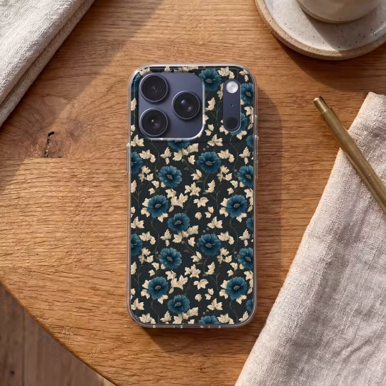 Botanisch - Bloemen - Blauw Telefoonhoesje iPhone 17 Pro klein 878 -sfeer1