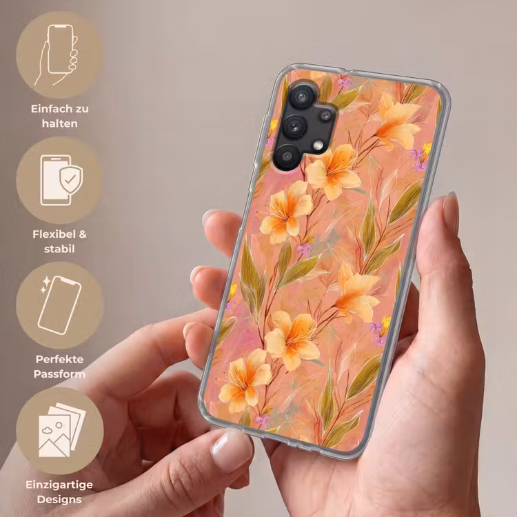 Botanisch - Bloemen - Kleurrijk Telefoonhoesje Samsung Galaxy A32 5G klein 346 -sfeer3_DE