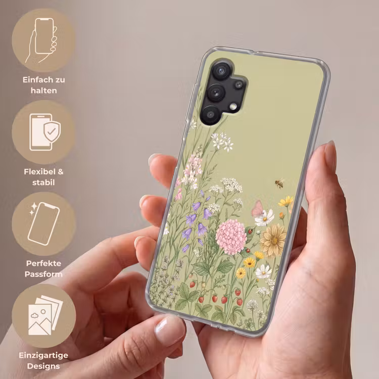 Botanisch - Bloemen - Kleurrijk Telefoonhoesje Samsung Galaxy A32 5G klein -sfeer3_DE