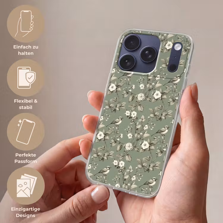 Botanisch - Vogels - Groen Telefoonhoesje iPhone 17 Pro klein 878 -sfeer3_DE