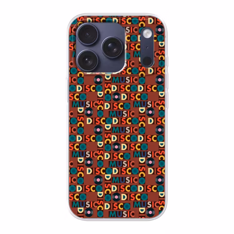 Bruin - Retro - Disco - Patroon Telefoonhoesje iPhone 17 Pro klein 878 -3d