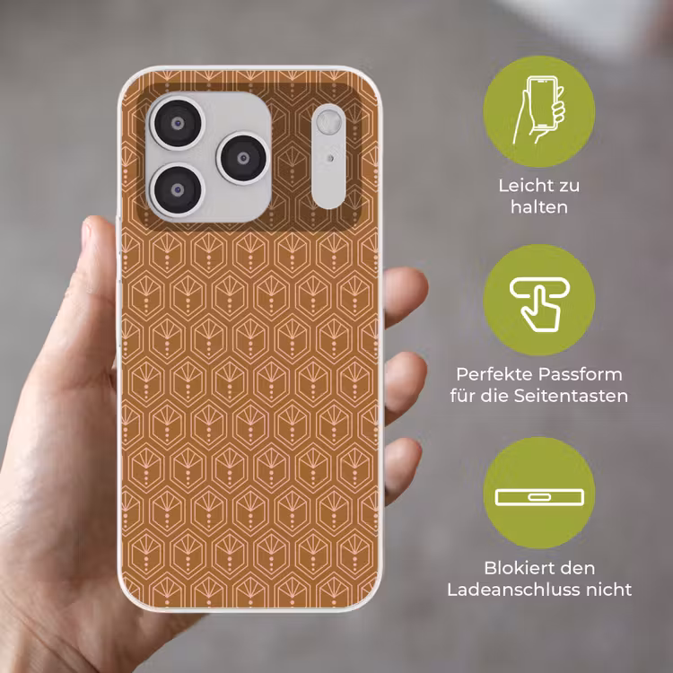 Bruin - Roze - Geometrisch - Patroon Telefoonhoesje iPhone 17 Pro klein 878 -sfeer3_DE