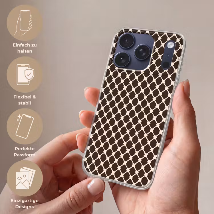 Bruin - Ruitpatroon - Geometrisch Telefoonhoesje iPhone 17 Pro klein 878 -sfeer3_DE