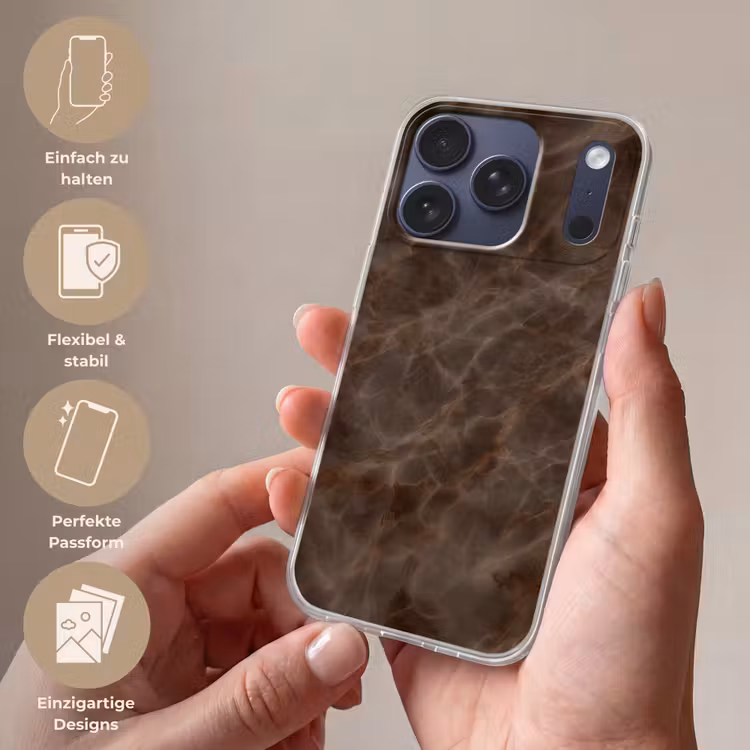Bruin marmer - Organisch - Natuursteen Telefoonhoesje iPhone 17 Pro klein -sfeer3_DE