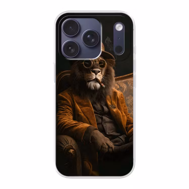 Bril - Leeuw - Bank - Hoed Telefoonhoesje iPhone 17 Pro klein -3d