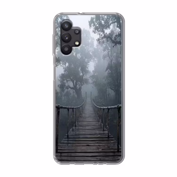 Brug - Jungle - Mist - Natuur Telefoonhoesje Samsung Galaxy A32 5G klein -3d