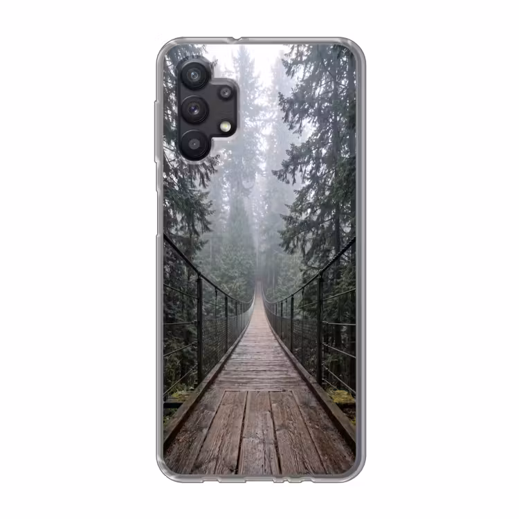Brug - Bos - Mist - Natuur Telefoonhoesje Samsung Galaxy A32 5G klein -3d