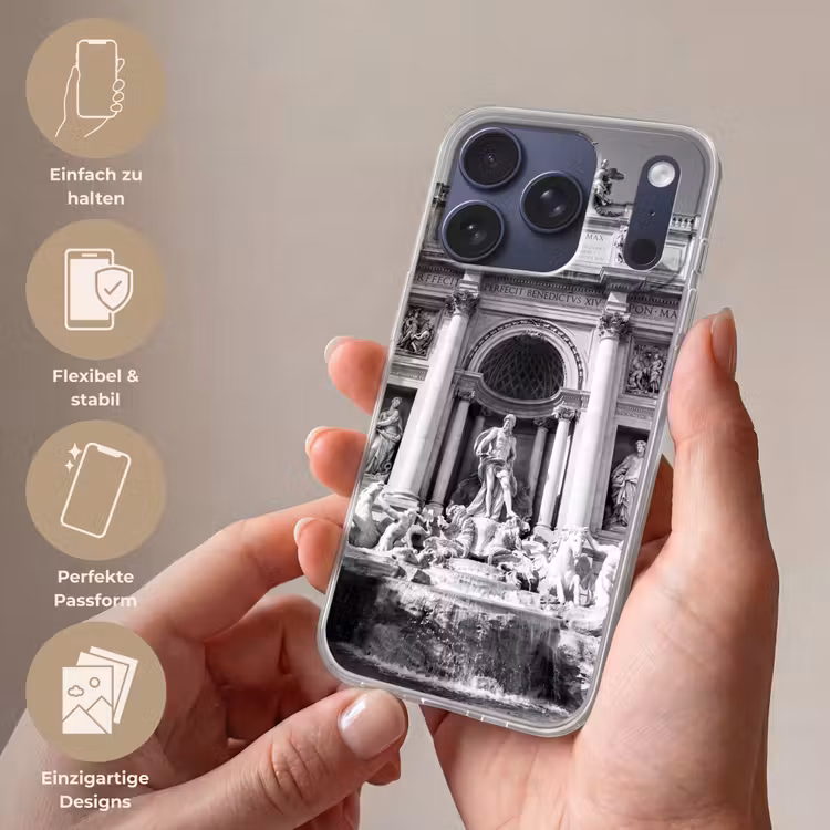 Fontein - Beelden - Architectuur - Zwart-wit Telefoonhoesje iPhone 17 Pro klein -sfeer3_DE