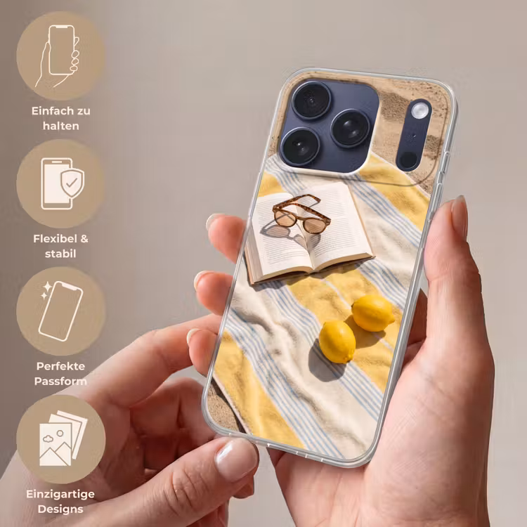Boek - Zonnebril - Strand - Zomer - Geel Telefoonhoesje iPhone 17 Pro klein -sfeer3_DE