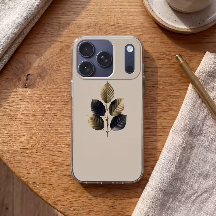 Beukenbladeren - Bruin - Groen - neutraal Telefoonhoesje iPhone 17 Pro klein -sfeer1