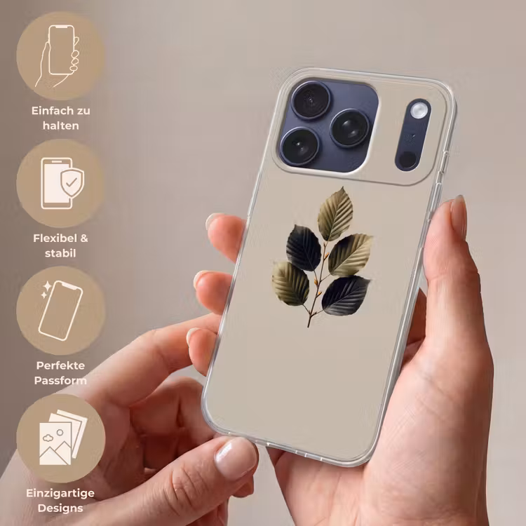 Beukenbladeren - Bruin - Groen - neutraal Telefoonhoesje iPhone 17 Pro klein -sfeer3_DE