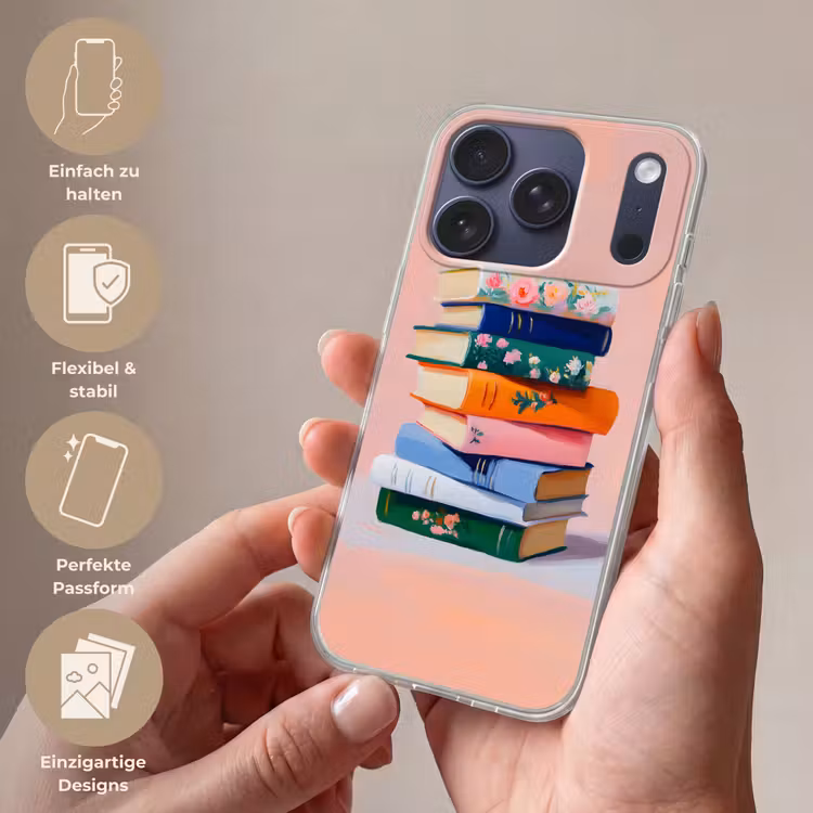 Boeken - Stapel - Kleurrijk Telefoonhoesje iPhone 17 Pro klein -sfeer3_DE