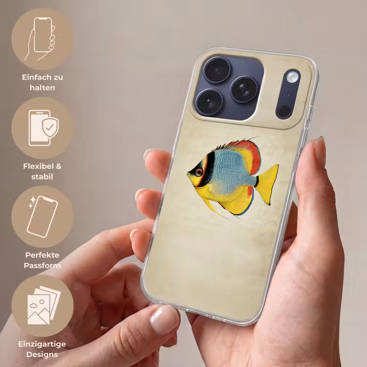 Kleurrijk - Vis - Schubben - Illustratie Telefoonhoesje iPhone 17 Pro klein -sfeer3_DE