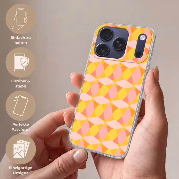 Kleurrijk - Ruitpatroon - Bladvormen Telefoonhoesje iPhone 17 Pro klein 878 -sfeer3_DE