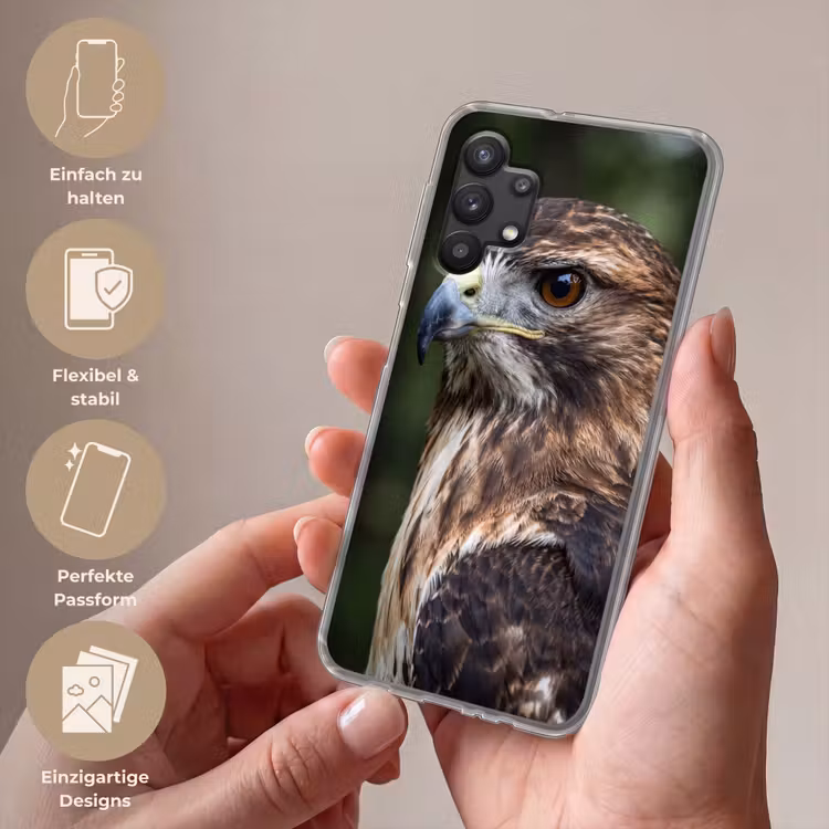 Buizerd - Roofvogel - Natuur - Bruin Telefoonhoesje Samsung Galaxy A32 5G klein -sfeer3_DE