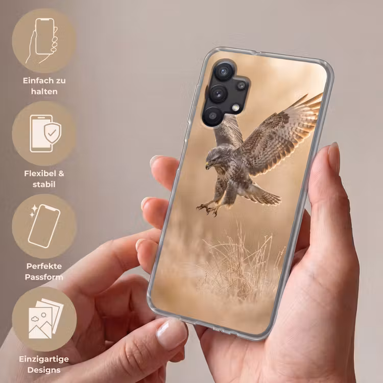 Buizerd - Roofvogel - Natuur - Bruin Telefoonhoesje Samsung Galaxy A32 5G klein -sfeer3_DE