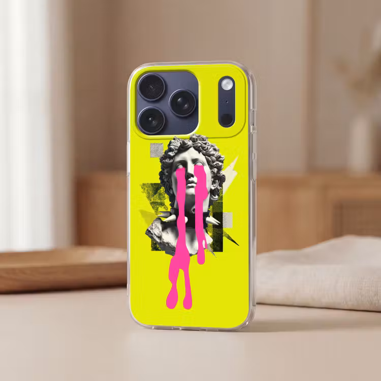 Buste - Verf - Geel Telefoonhoesje iPhone 17 Pro klein -sfeer2