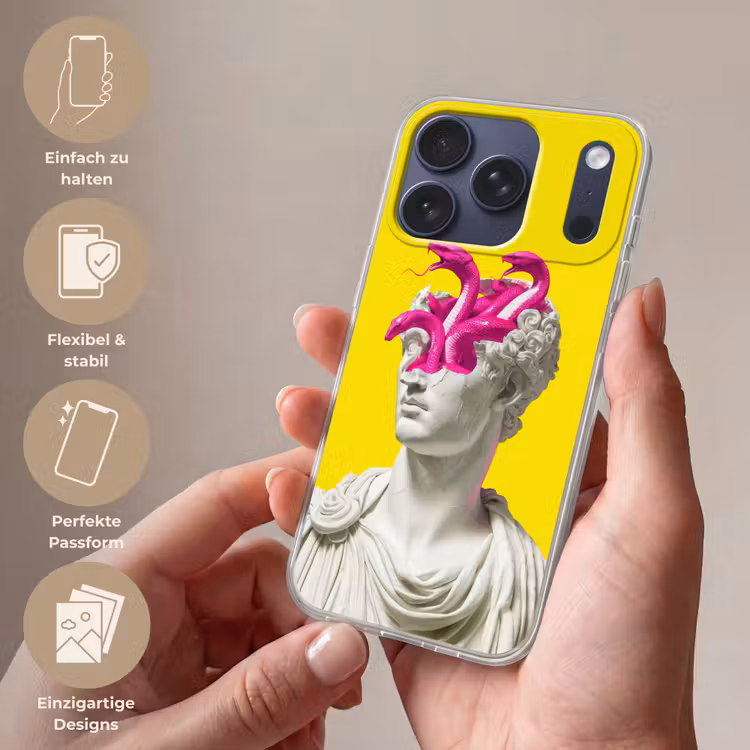 Buste - Slangen - Geel Telefoonhoesje iPhone 17 Pro klein -sfeer3_DE