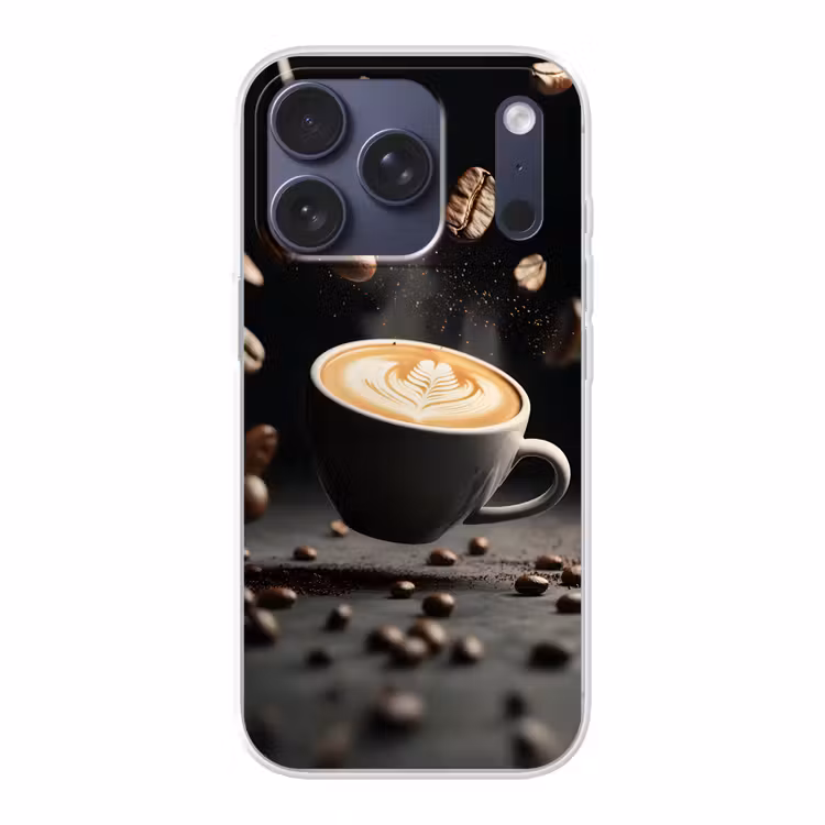 Cappuccino - Kop - Bonen - Bruin Telefoonhoesje iPhone 17 Pro klein -3d