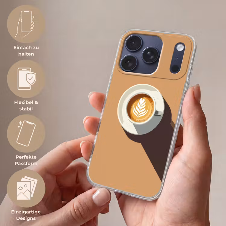 Cappuccino - Kop - Schotel - Minimalitisch Telefoonhoesje iPhone 17 Pro klein -sfeer3_DE