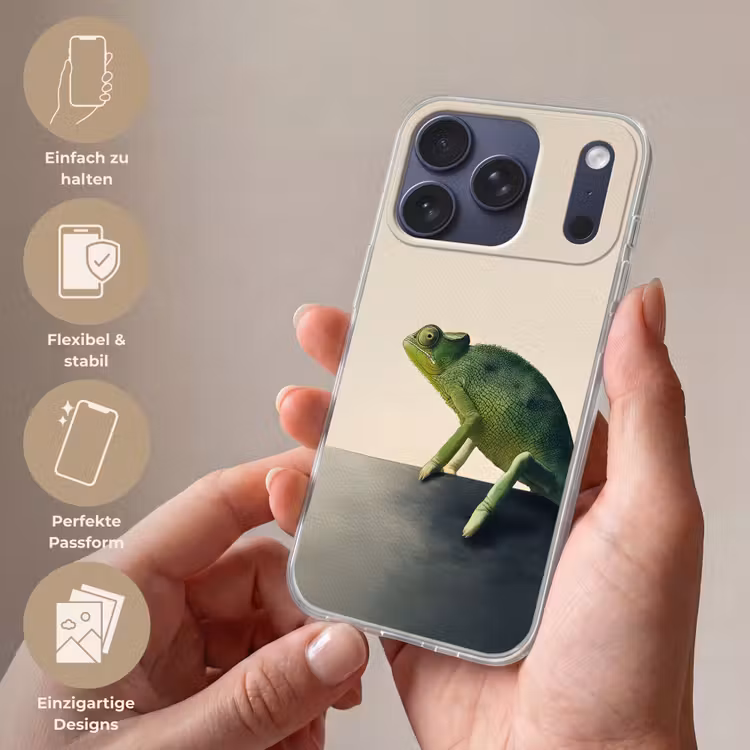 Kameleon - Groen - Minimalistisch Telefoonhoesje iPhone 17 Pro klein -sfeer3_DE