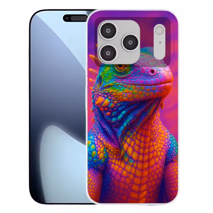 Kameleon - Dieren - Neon - Kleur Telefoonhoesje iPhone 17 Pro klein -3d