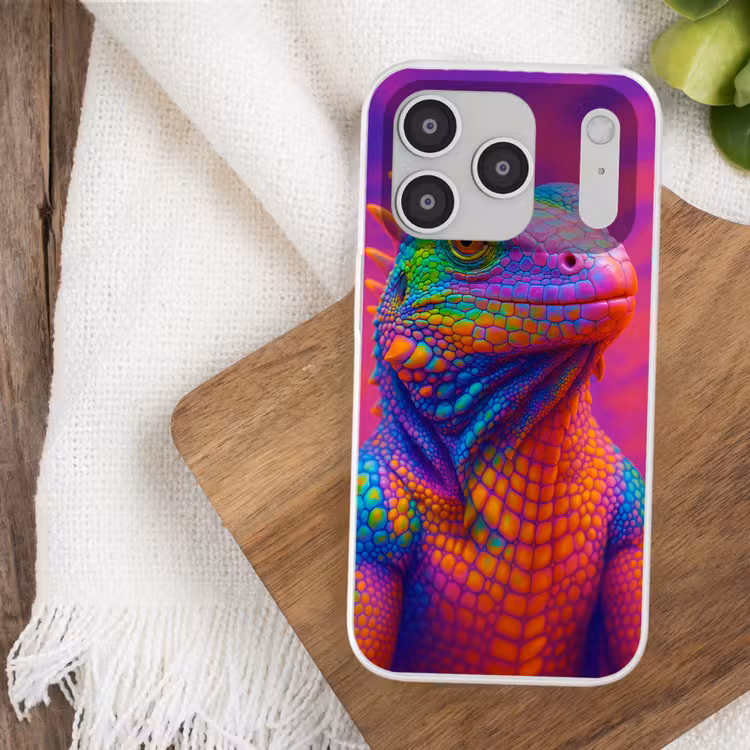 Kameleon - Dieren - Neon - Kleur Telefoonhoesje iPhone 17 Pro klein -sfeer1