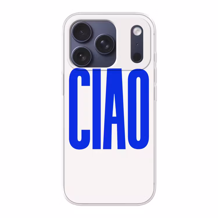 Ciao - Hoofdletters - Blauw - Minimalistisch Telefoonhoesje iPhone 17 Pro klein -3d