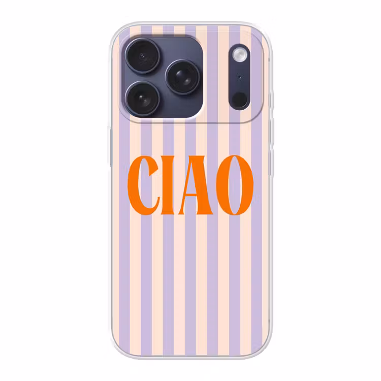 Ciao - Quote - Pastel - Strepen Telefoonhoesje iPhone 17 Pro klein -3d