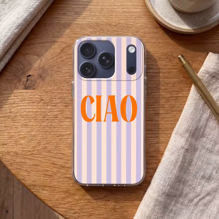Ciao - Quote - Pastel - Strepen Telefoonhoesje iPhone 17 Pro klein -sfeer1